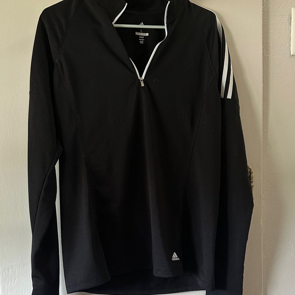Adidas Black and White Half-Zip Top